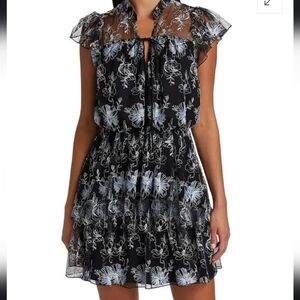 Monique Lhuillier Floral Embroided Mink Dress